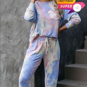 Tie-dyed sweatshirt and pants
